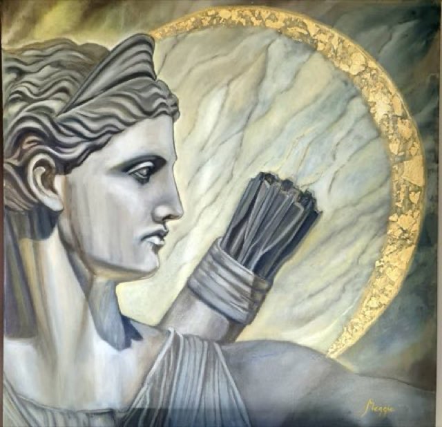 Artemisa — óleo y hoja de oro sobre lienzo